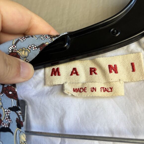 Marni Italy Tunic Top V Neck Sleeveless Floral Print Blouse Size 38 - Picture 5 of 12